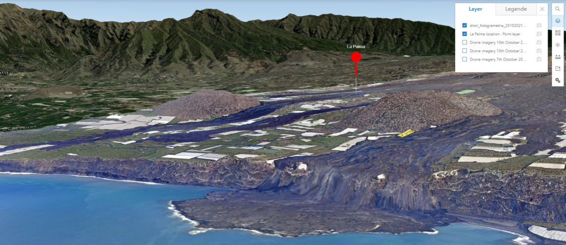 Vulkanausbruch auf  La Palma mit Drohnenbildern gestalten.