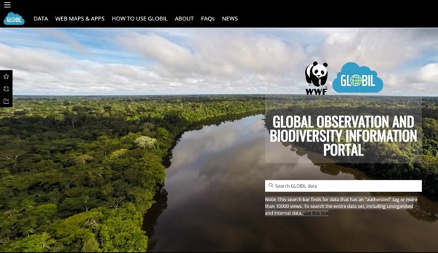 Oberfläche des GLOBIL Portals des WWF