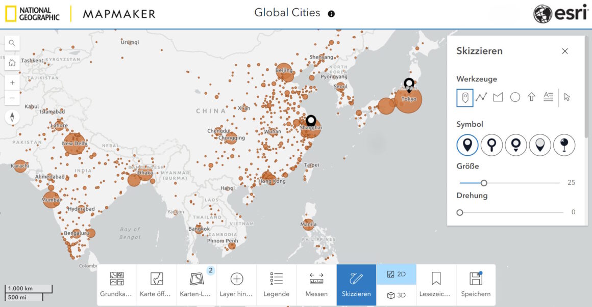 Weiterer Screenshot aus dem MapMaker (Global Cities).