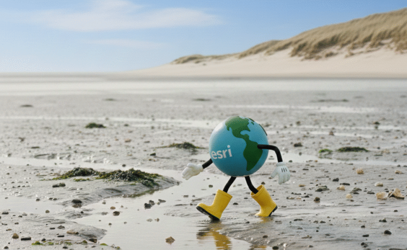 Globi läuft durch das Watt